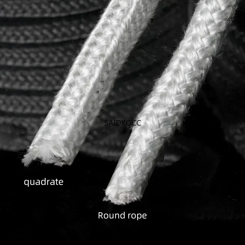 SAIDKOCC Length 1m High Temperature Fireproof Glass Fiber Rope Seal Ceramic Fiber Fireproof Round Rope/Square Rope