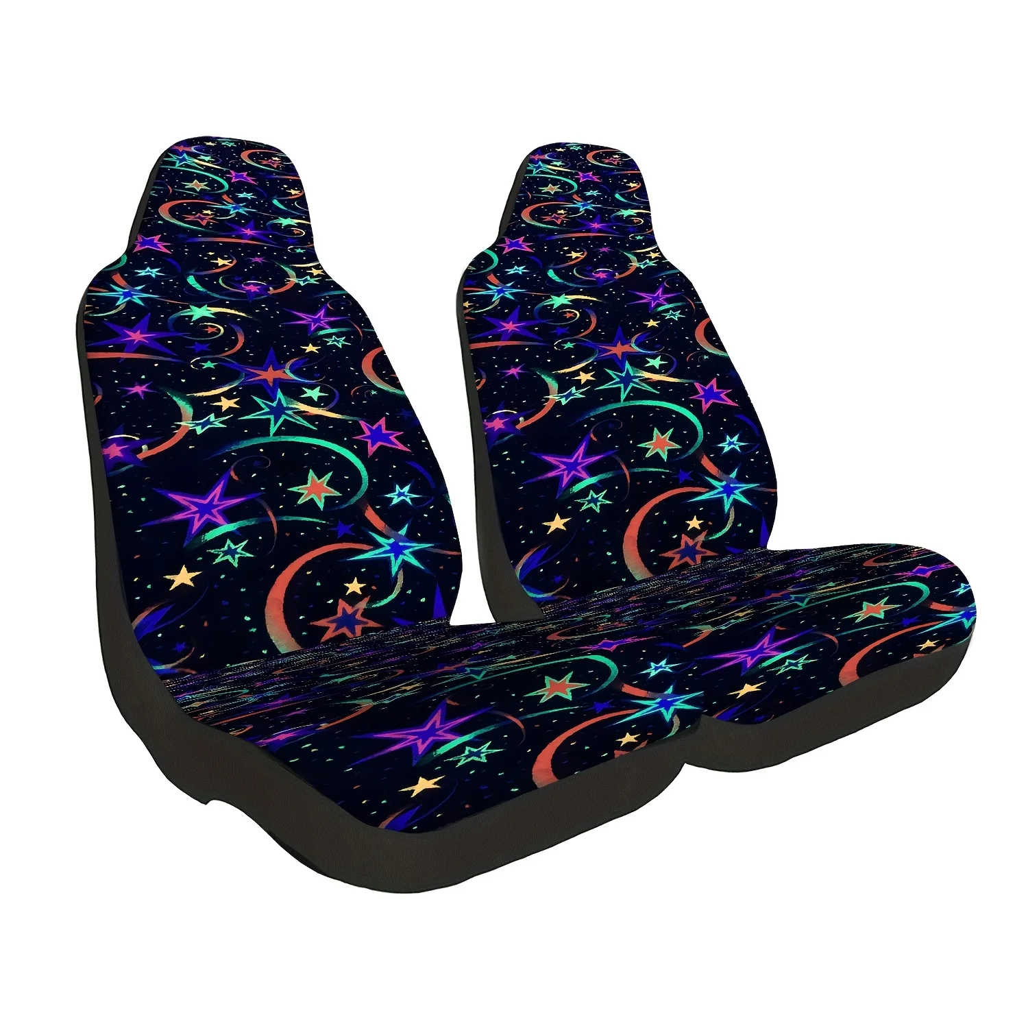 2pcs Colorful Star Pattern Car Seat Covers, Cute Car Interior Seat Accessories Front Seat Protectors For Cars, Trucks, Vans, SUV