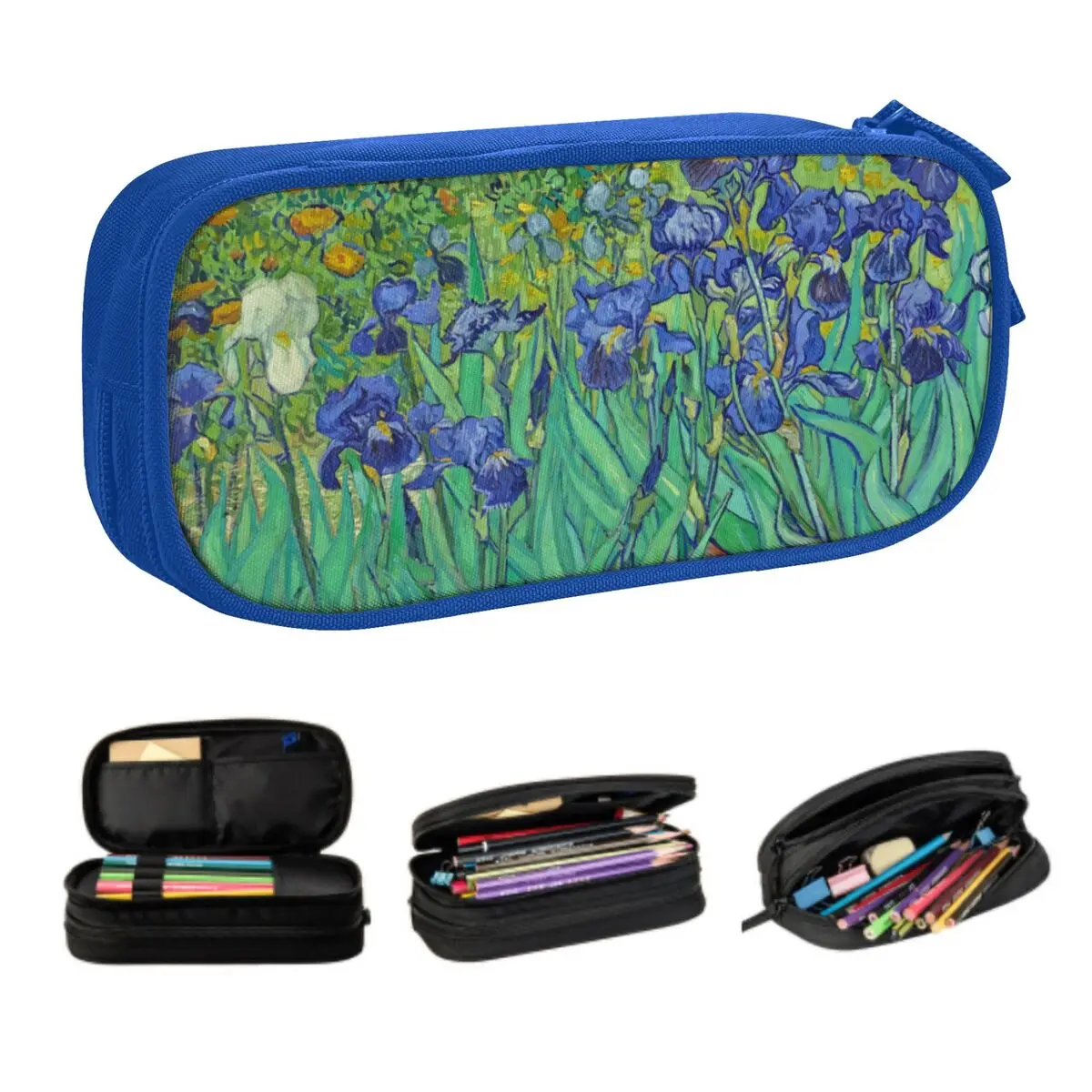 Custom Lrises Vincent Van Gogh Pencil Case for Boy Girl Large Storage Art Flowers Painting Pen Box Bag Stationery