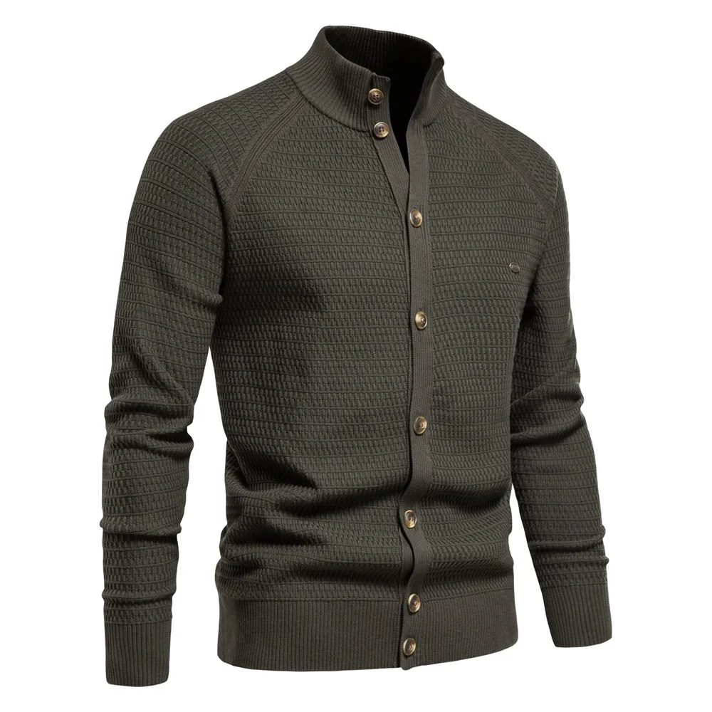 Cardigan maglione lavorato a maglia da uomo di alta qualità Busin Autunno Inverno Nuovo Sle Cotone Acrilico Spandex Pelle Colore puro Lungo S...