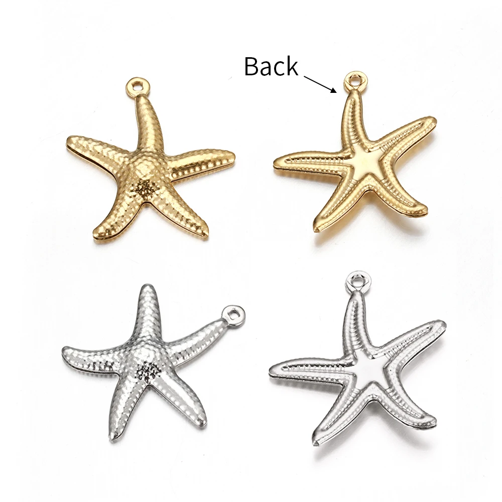 10Pcs Stainless Steel 3D Starfish Shell Pendant DIY Ocean Beach Vacation Necklace Bracelet Earring Jewelry Making Accessories image 5