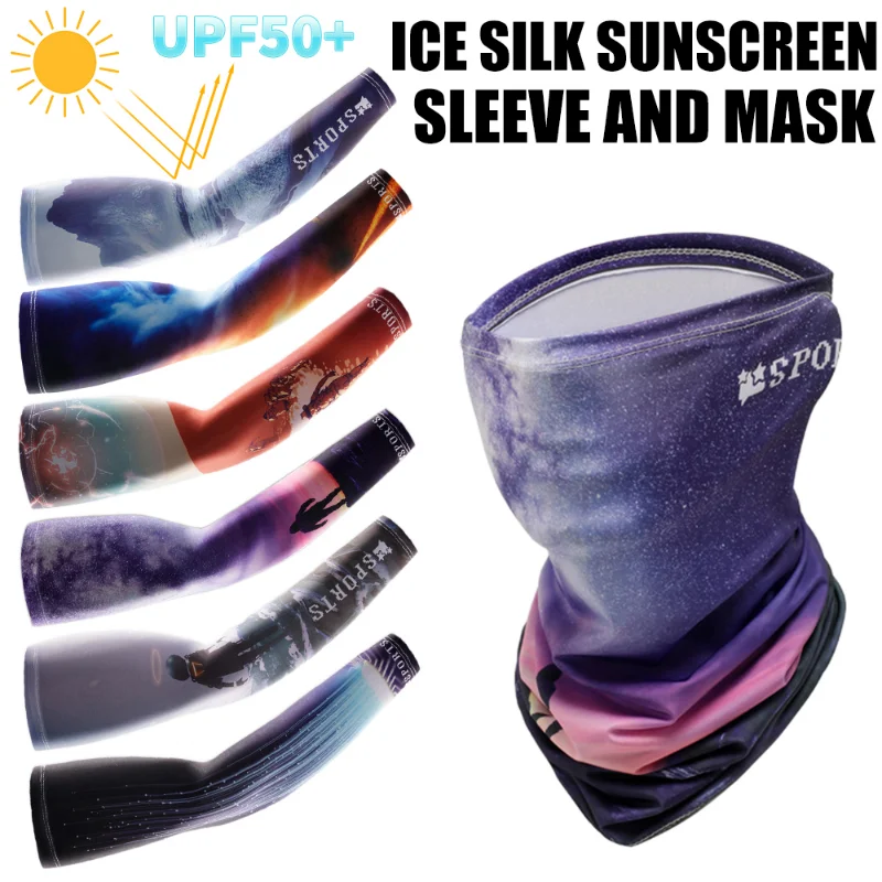 Unisex Ice Zijde Zonnebrandcrème Arm Morsmouw Masker Zomer 3D Print Mannen Vrouwen Outdoor Fietsen Vissen Fitness Zonnebrandcrème Arm Cover Masker