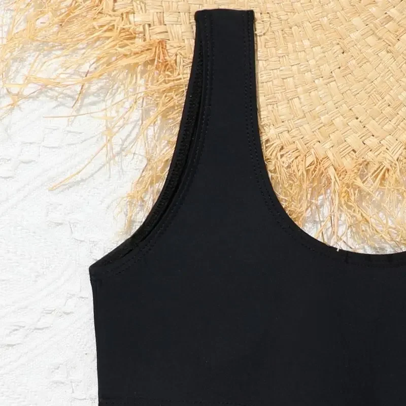 أطقم بيكيني للأطفال من عمر 6 إلى 14 عامًا، بيكيني صيفي بلون سادة عالي الخصر للأطفال، ملابس سباحة للشاطئ، ملابس داخلية