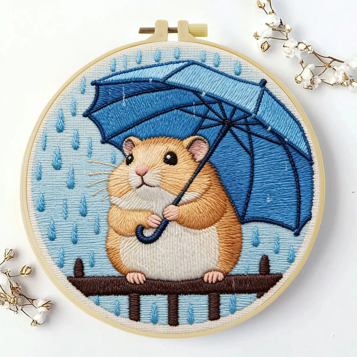 1 Stück 20X20CM/15X15CM 7,87/6,3 Zoll Hamster Stickerei-Starter-Set DIY-Kit DIY-Stickerei-Set Handarbeit Nähkunst Heimdekoration – Detail 2