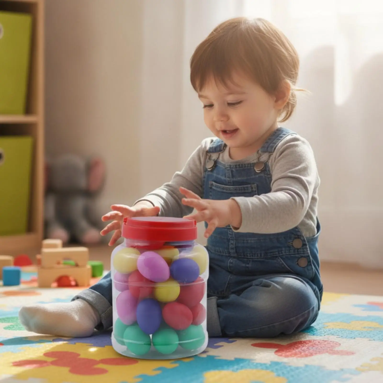 Plastic Egg Shaker Instruments for Toddlers Early Music Education Rhythm Shakers 40 Pack with Storage Bucket