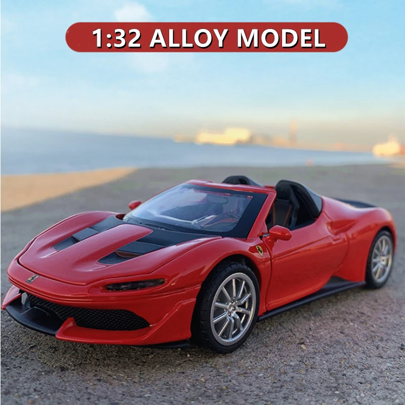 1:32 J50 Convertible Alloy Sports Car Model Diecast Metal Toy Vehicles Car Model Simulation Sound Light Collection Kids Toy Gift