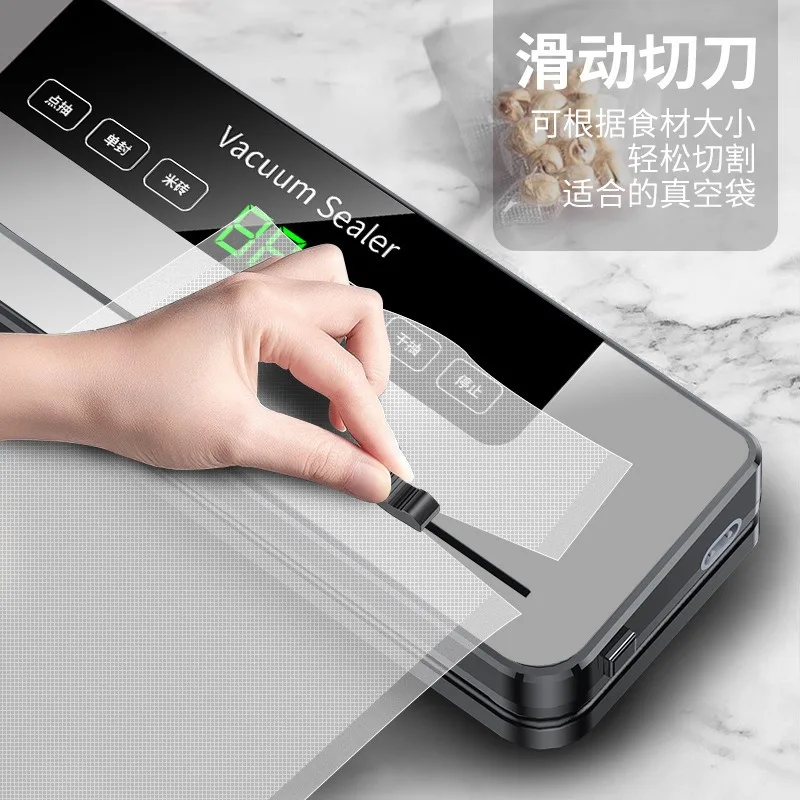 Food Vacuum Sealing Apparatus, Domestic Packing Device, Equipped with One-piece Cutting Blade