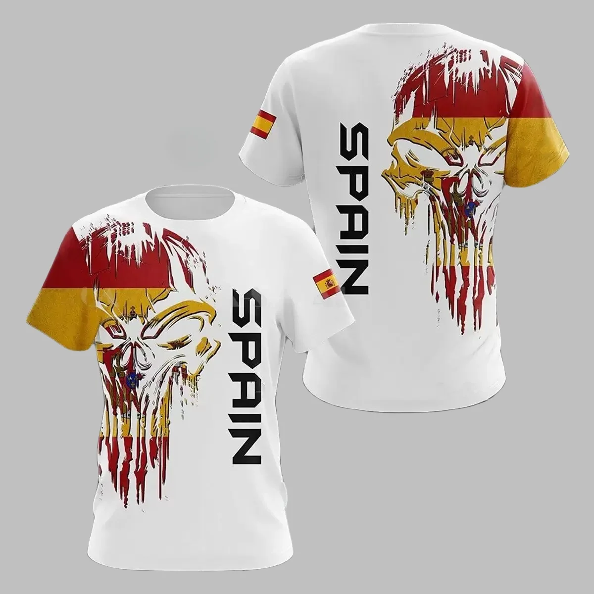 

Мужская/женская футболка с испанским национальным гербом и 3D-печатью, модная быстросохнущая футболка с короткими рукавами для отдыха, спорта, мотоцикла