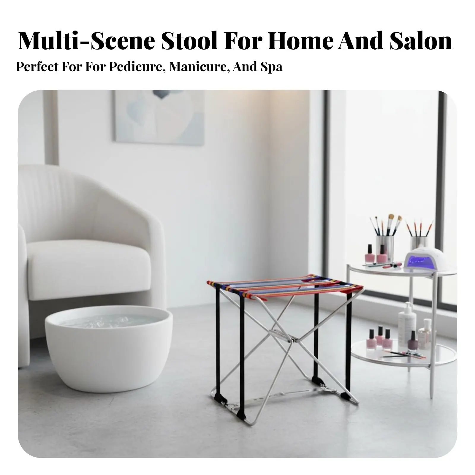 

Adjustable Folding Footrest Foldable Design Pedicure Stand Non-Slip Feet Multi-Functional for Pedicurists, Spa, Portable Use