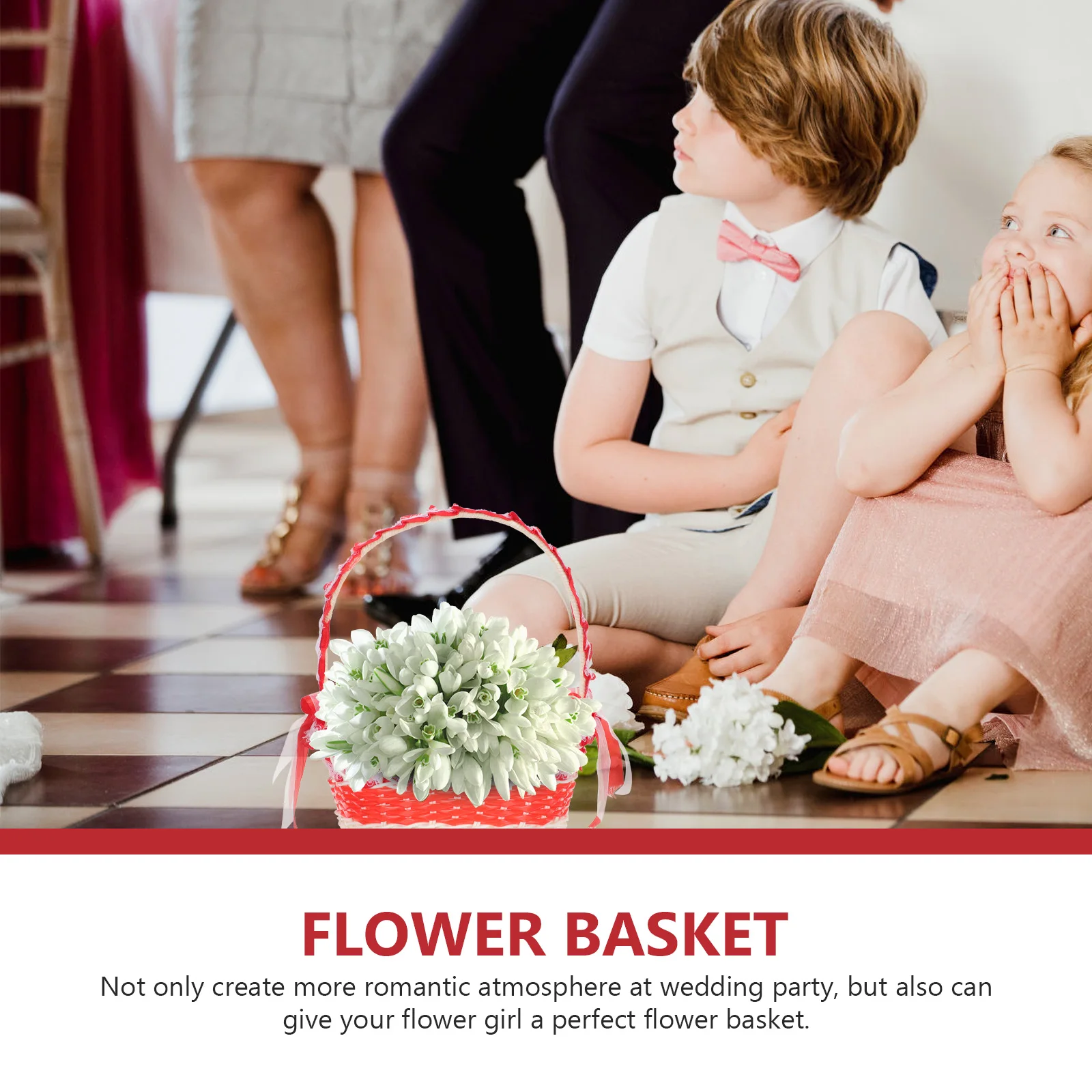 

Festive Flower Basket Decoration Decorative Baskets for Gifts Rattan Girl Weddings Plastic Bridal Bride
