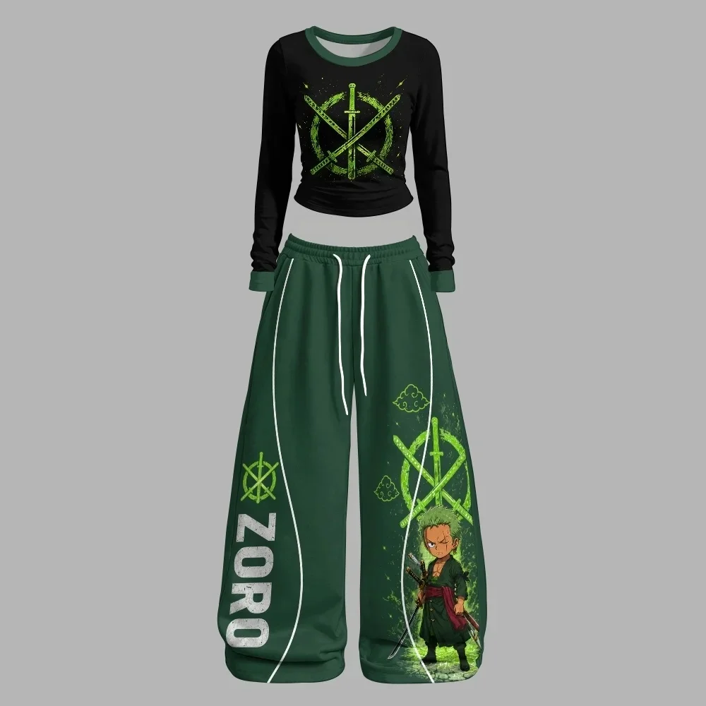 One Piece King Luo Luo Ya Solon Autumn/Winter Men's Short sleeved Pants Street Millennium Leisure American Hip Hop Sports Set