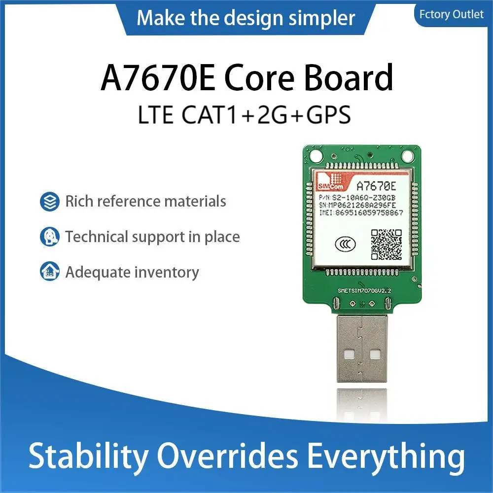 Free Ship SIMcom A7670E-FASE USB Dongle A7670E Core Board LTE CAT1+2G+GPS LTE-FDD GSM/GPRS/EDGE 900/1800MHz,Support GPS