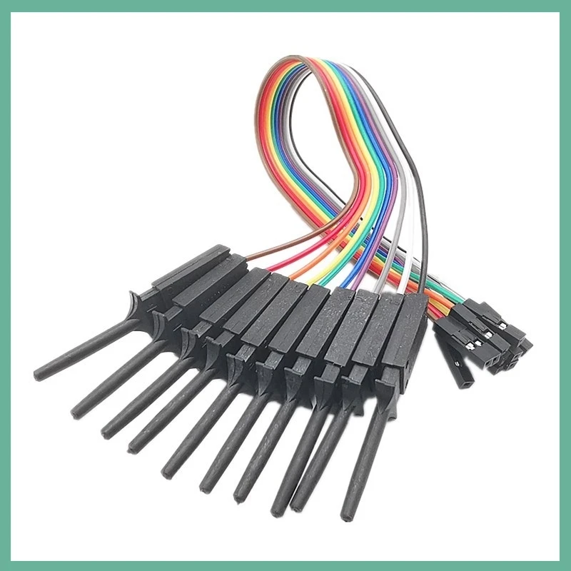 30cm Test Hook Clip Logic Analyzer Cable Male Female Head 10pin Gripper Probe Jumper Wire Clamp Kit Chip Pins Connecting Test E3
