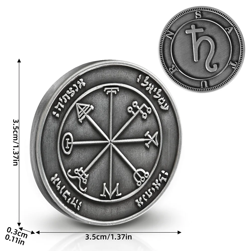 7pcs/set Solomon's Divination Coins, Alloy Seal Commemorative Coins, Jupiter&Saturn Planet Amulet Coin, Meditation Accessories