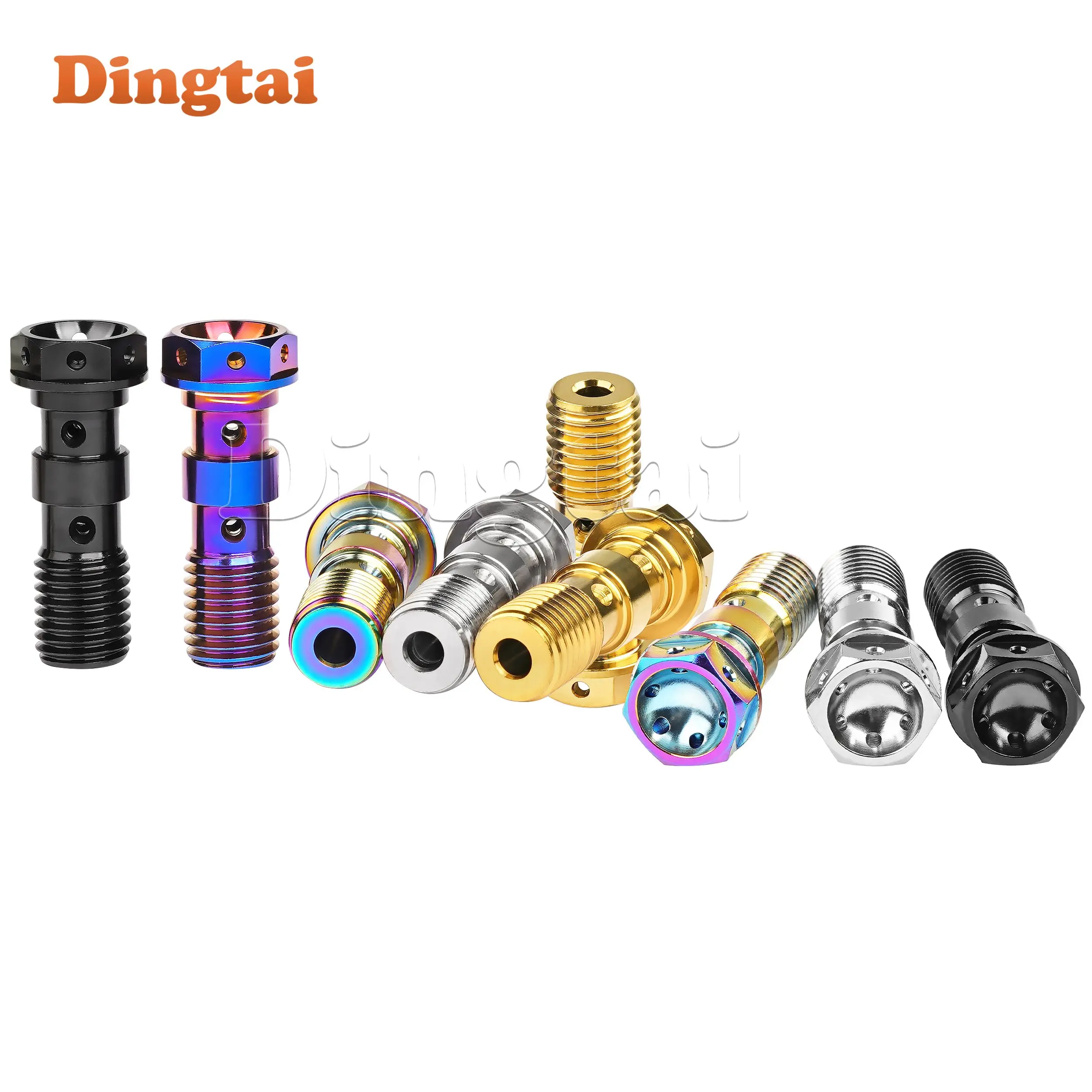 Titanium Bolt M10 Flange Hex Head Oil Pipe Double Holes Screw for Motorcycle Brembo Brake Dual Line