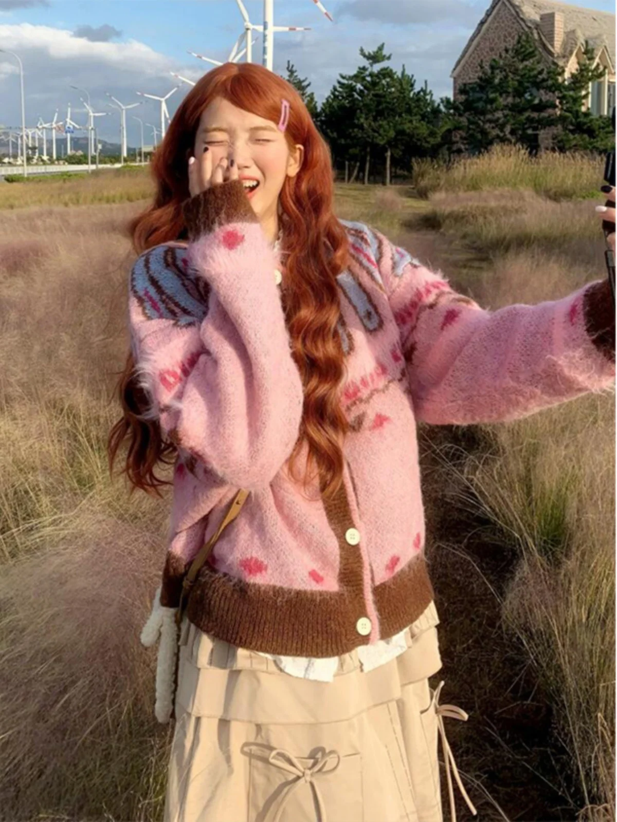 

Свитера Джемперы Кардиганы женские Хэллоуин мохеровый дизайн с цветными блоками в корейском стиле милые милые женские девчачьи модные повседневные