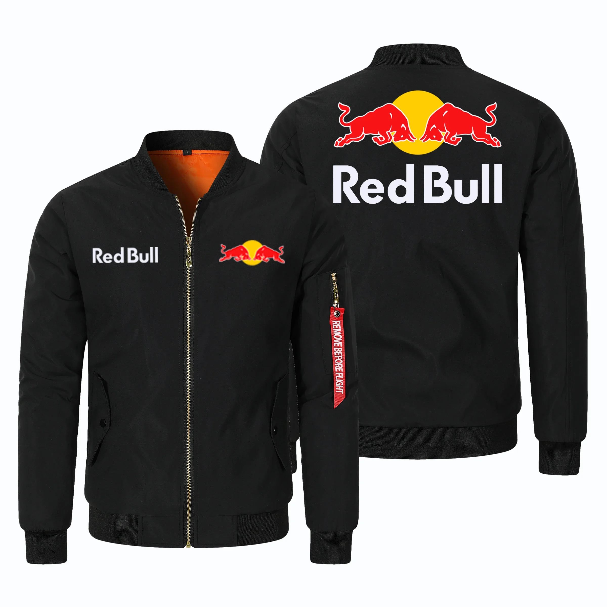 

Red Bull Jacket Men's Red Bull Logo Print Motorcycle Jacket Windproof Trendy Casual Oversized Men's Motorcycle Jacket Clothing
