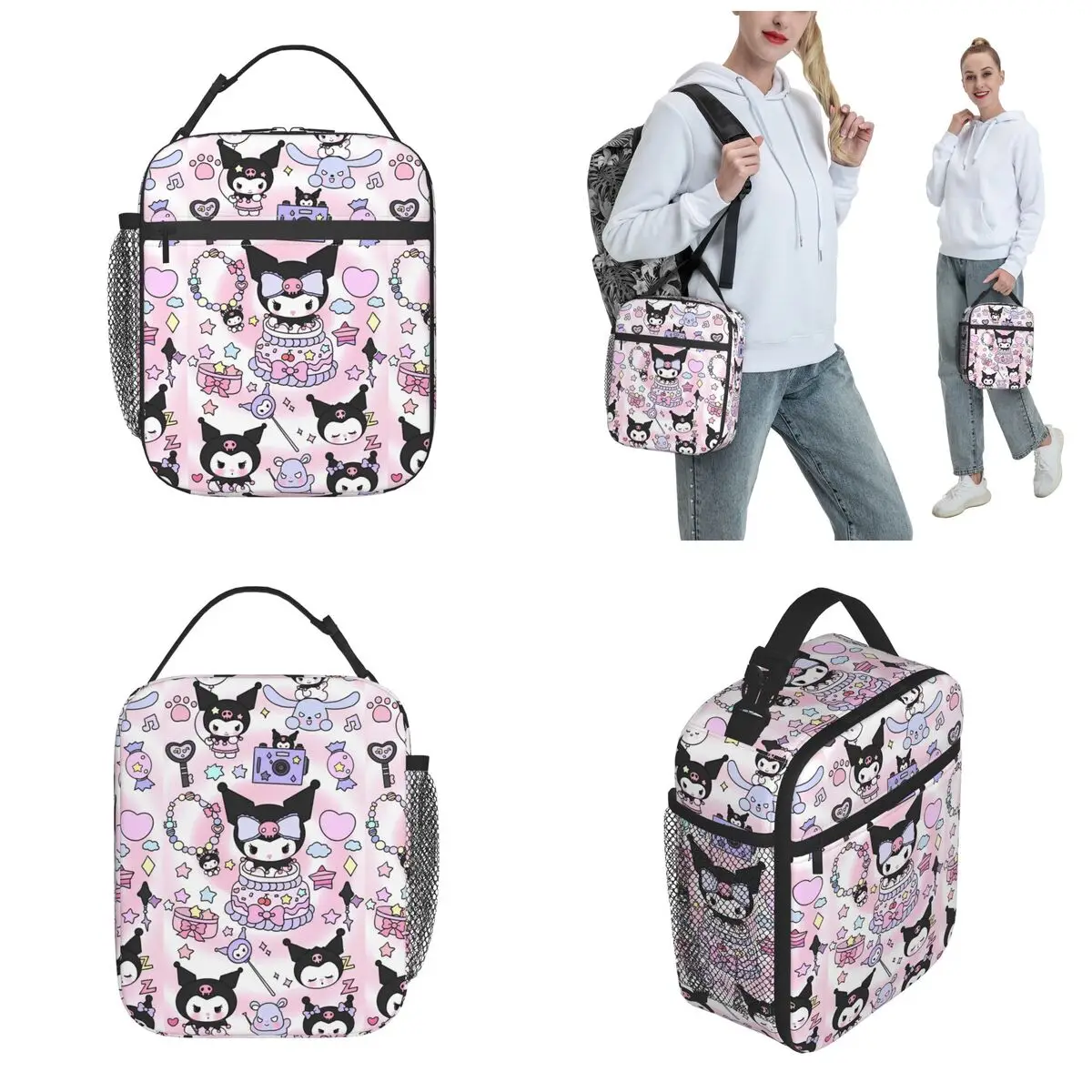 Kuromi Thermal Insulated Lunch Bag for Picnic Portable Food Bag Container Cooler Thermal Lunch Box