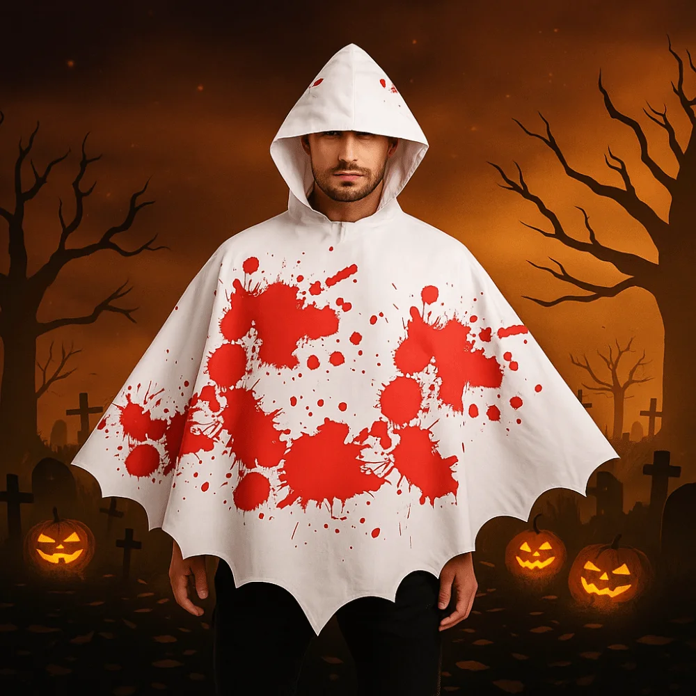 Повседневная тканевая накидка со скелетом и капюшоном, реквизит для Хэллоуина, макияж, призрачный плащ с костями черепа, карнавальный плащ
