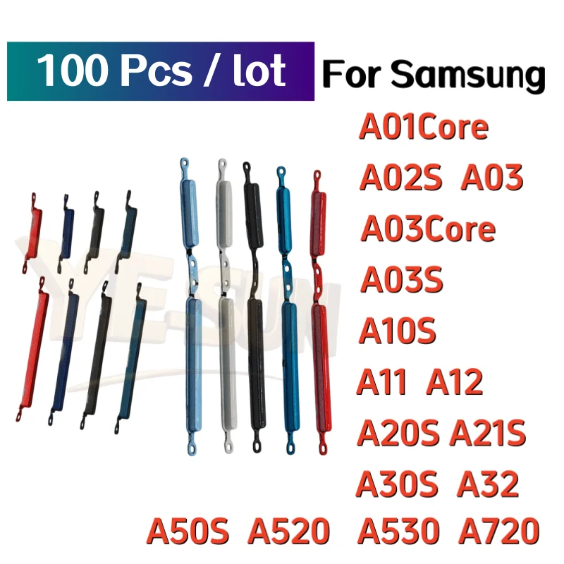 New 100Pcs Power Volume Side Button Key For Samsung A50s A720 A520 A02S A530 A12 A32 4G A32 5G A21S A11 A03S A03 Core A01 Core