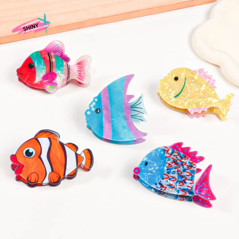 

Fashion Animal Fish Hair Claw Sea Creature Ocean Series PVC Claw Clip Ponytail Holder Non-slip Large Shark Clip Girls