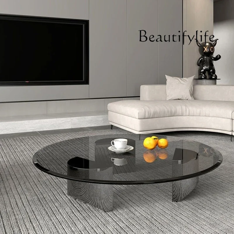 

Hj Italian Minimalism Coffee Tables Round Glass Living Room Center Coffee Tables Originality Metal Home Furniture Couchtisch FYC