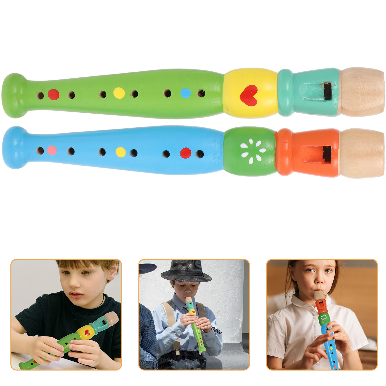 2 Pcs 6 Hole Piccolo Educational Instrument Toy Children's Toys Kids Wooden Instruments Flute Musical