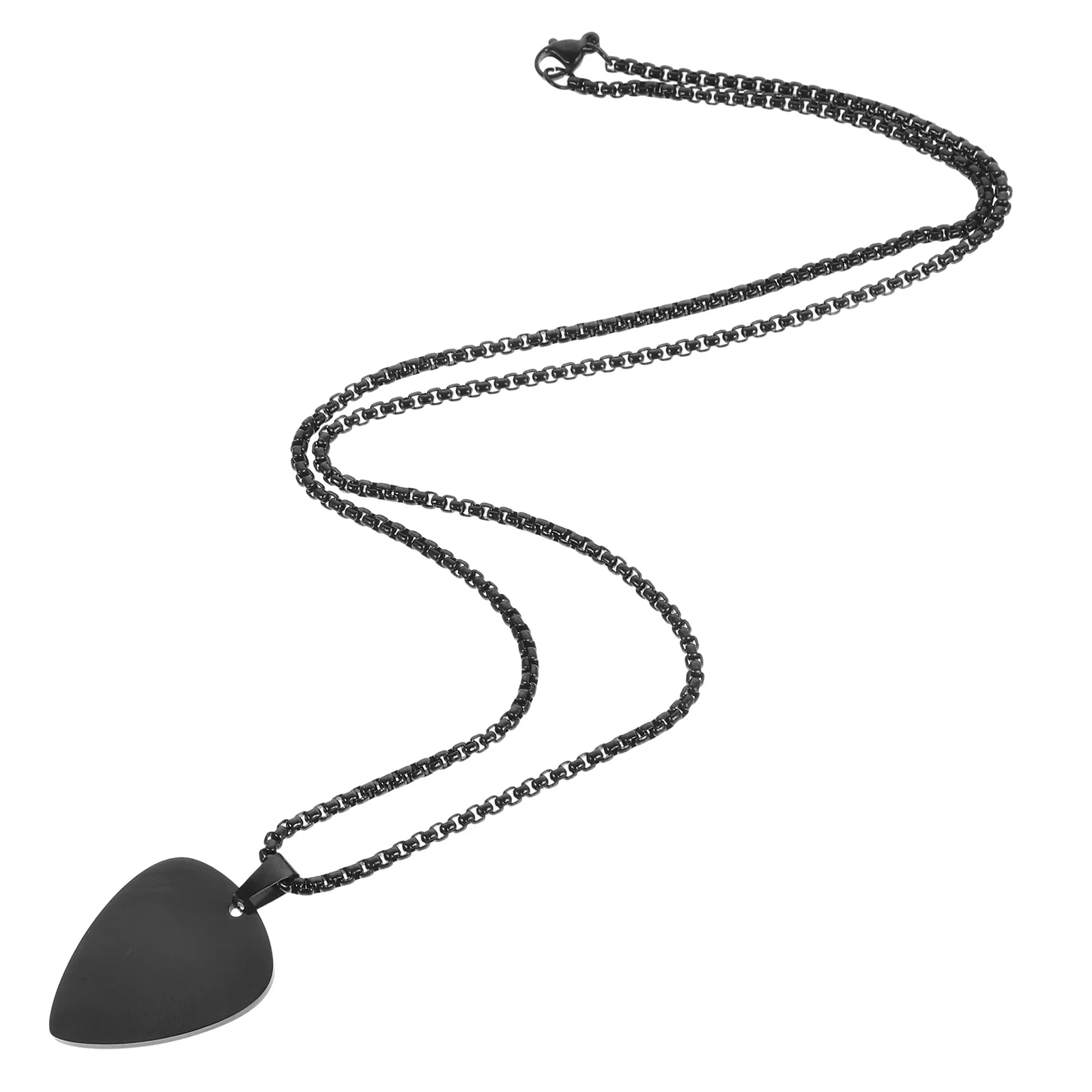 

Guitar Picks Necklace Men Chain Women Pendant Sweater Necklaces for Black Clavicle Stainless Steel Man