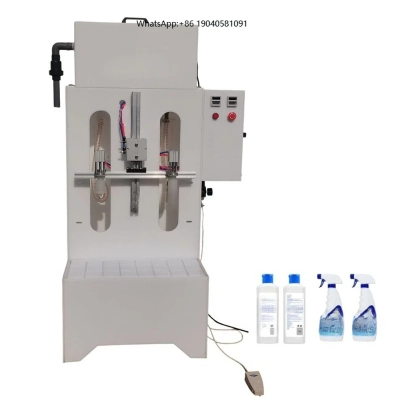 Semi Automatic 2 Nozzles Bleach Toilet Cleaner Corrosive Chemical Liquid Disinfectant Fertilizer Gravity Bottle Filling Machine