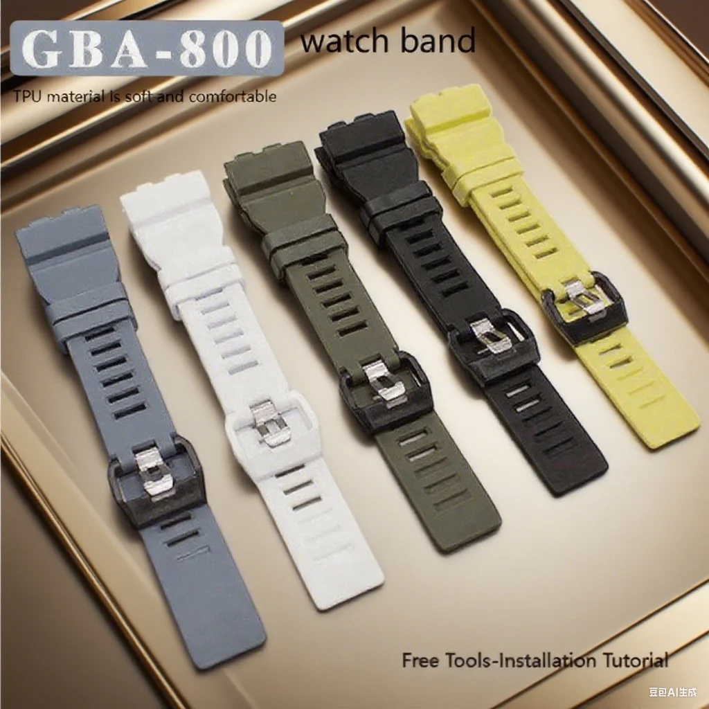 สําหรับ Casio G-SHOCK GBA-800 GBD-800 GMA-B800 นาฬิกาสายคล้องข้อมือ Premium TPU นาฬิกาผู้ชายสร้อยข้อมือซิลิโคน 16 มม.นาฬิกาอุปกรณ์เสริม