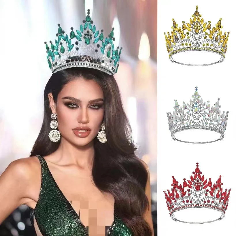 Miss Universe Wedding Hair Crown Queen Rhinestone Tiara Party Stage Show Hair Jewelry for Pageant Party Gifts