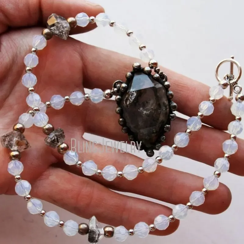 10pcs Tibetan Quartz Crystal Women Herkimer Beaded Choker Opalite Layered Necklace Boho Collares Y2k Jewelry Arcane