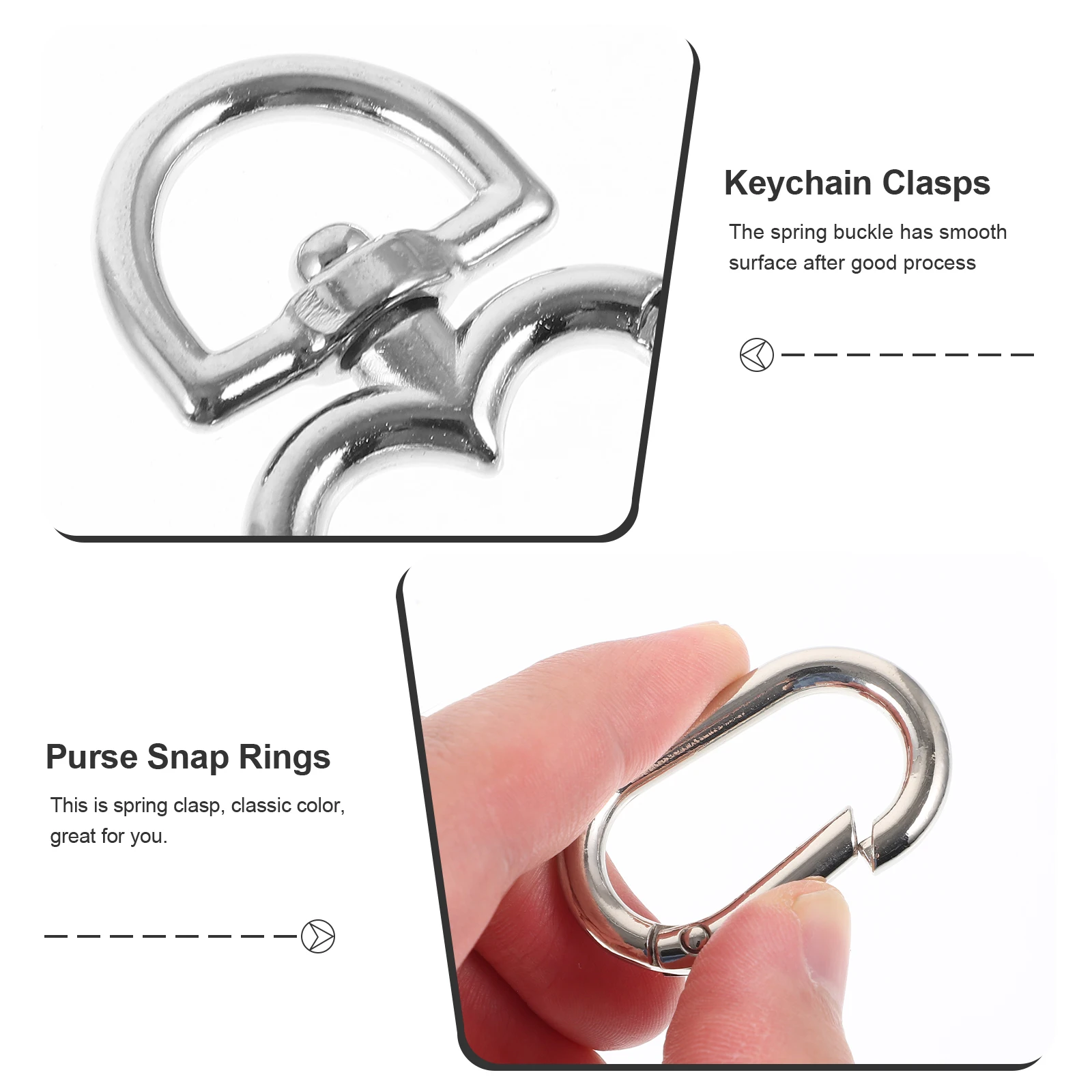 

6 Pcs Zinc Alloy Spring Coil Purse Hooks Metal Key Buckle Keychain Clasp Button Carabiner Clasps
