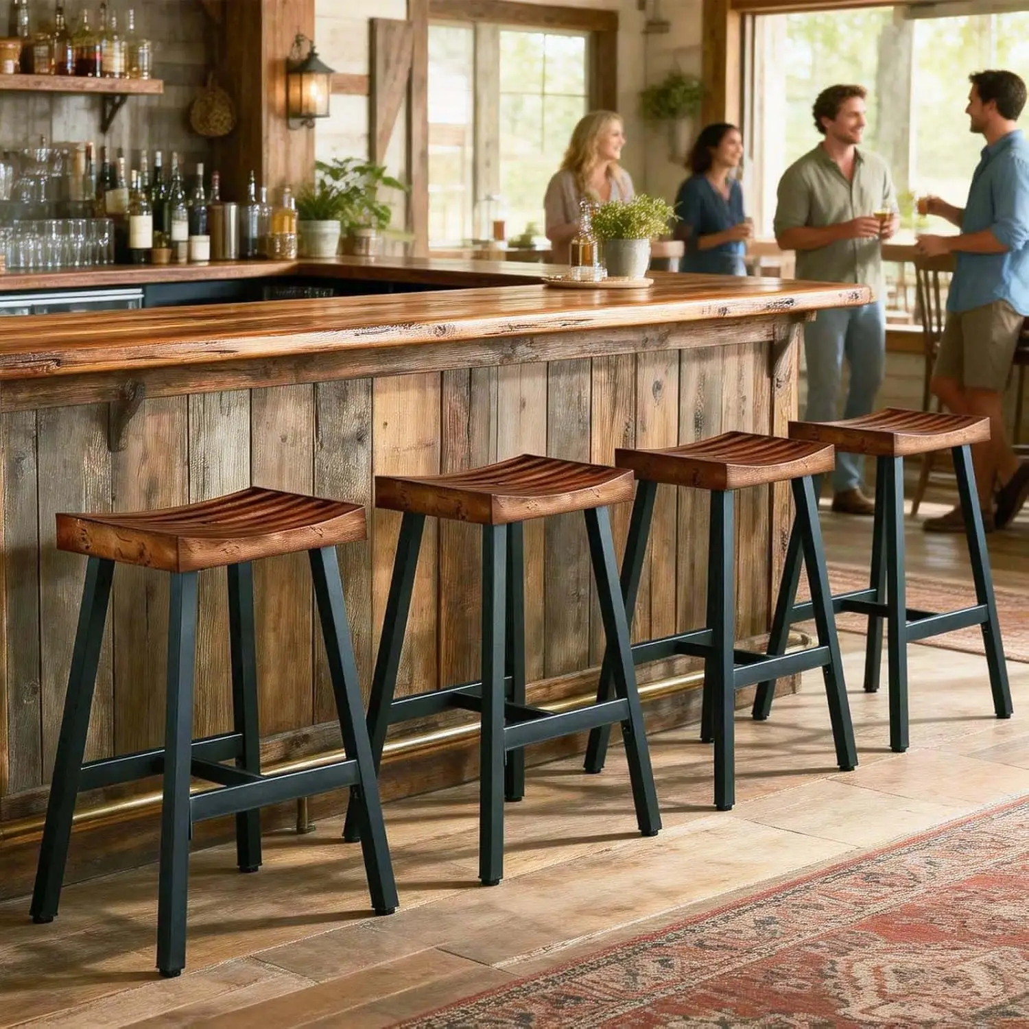 Backless Saddle Bar Stools Set of 4, 25