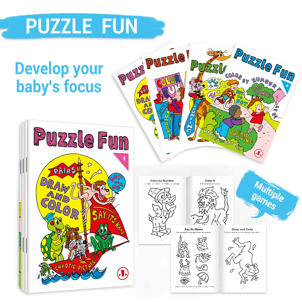 1 Set of 4 English Children's Fun Puzzle Book 5-8 Years Coloring Connecting Sketching Children's Multifunctional Book Gifts