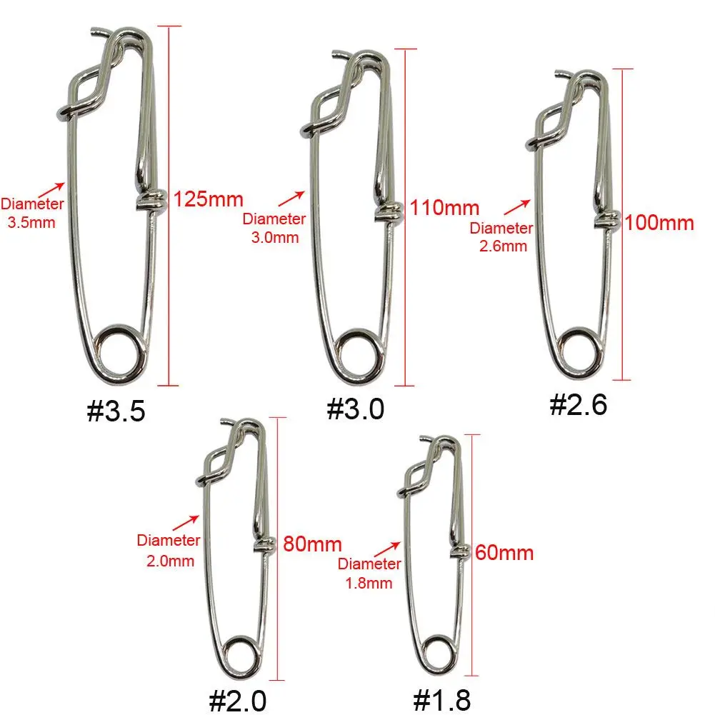 Free Samples 500 Pcs/bag Stainless Steel Fishing Long Line Clips Snap For Sea Fishing ,Wire Diameter 1.8 Mm To 3.5 Mm