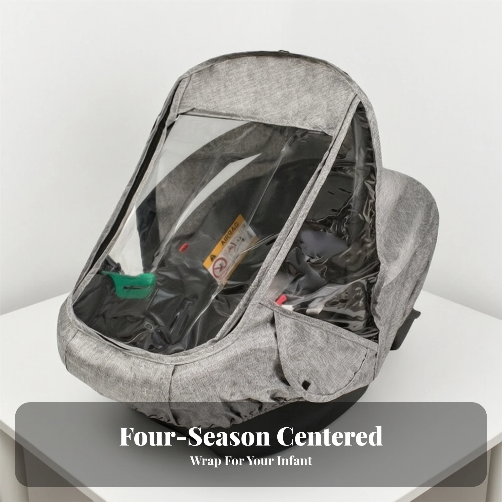 Car Seat Rain Cover with Clear Window Water-Resistant Baby Car Seat Rain Cover Full-Coverage Portable for Infants
