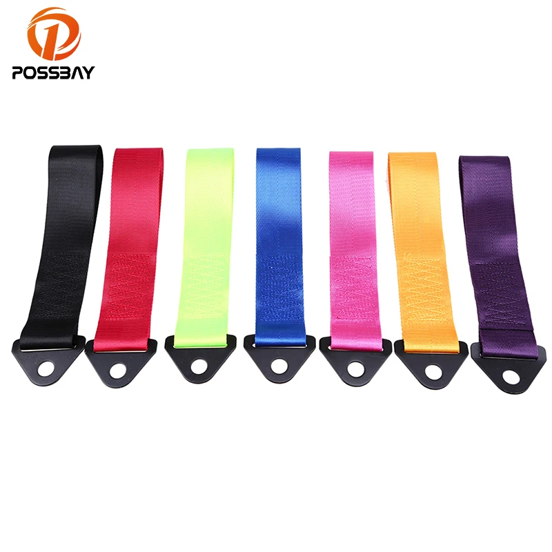 POSSBAY Tow Eye Strap Race Track Circuit Racing Black/Red/Deep Blue/Purple/Rose Red/Yellow/Green With Mounting Nut And Bolt