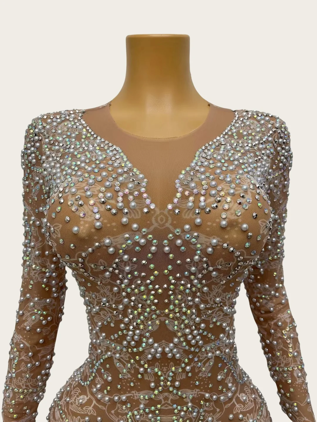 Tenghuafeiniao Krótka Sukienka z Błyszczącymi Cyrkoniami i Perłami na Festiwal, Imprezę, Siateczkowa Sukienka Wieczorowa, Seksowna Sukienka na Bal Maturalny, Couture