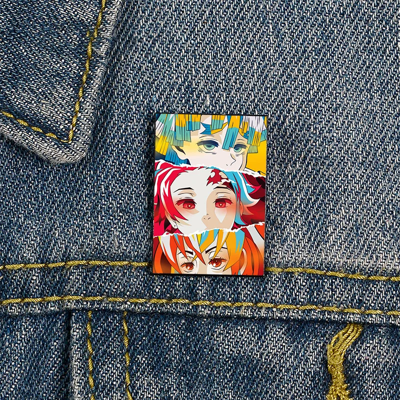 Demon Slayer smalto Pins Anime Figure Kamado Tanjirou creatività Eye spilla zaini spilla in metallo accessorio per ragazzi gioielli uomo