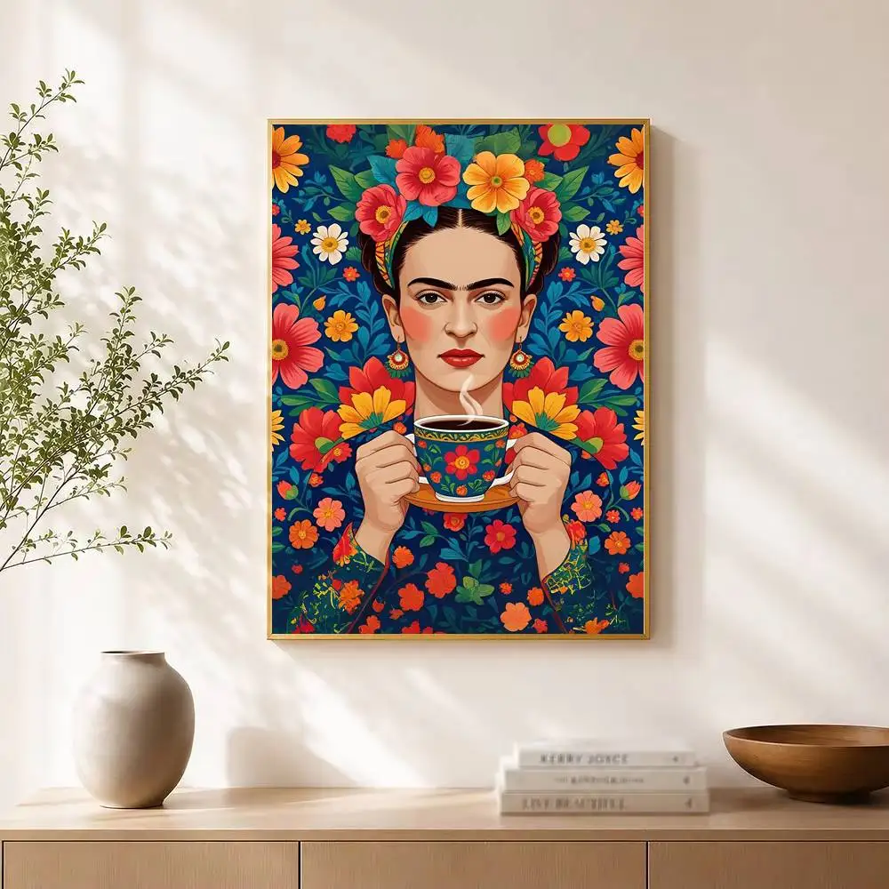 Art F-Frida K-Kahlos Painting Poster Waterproof Wall Art Sticker For Bar Living Room Vintage Decor High Quality Print Gift