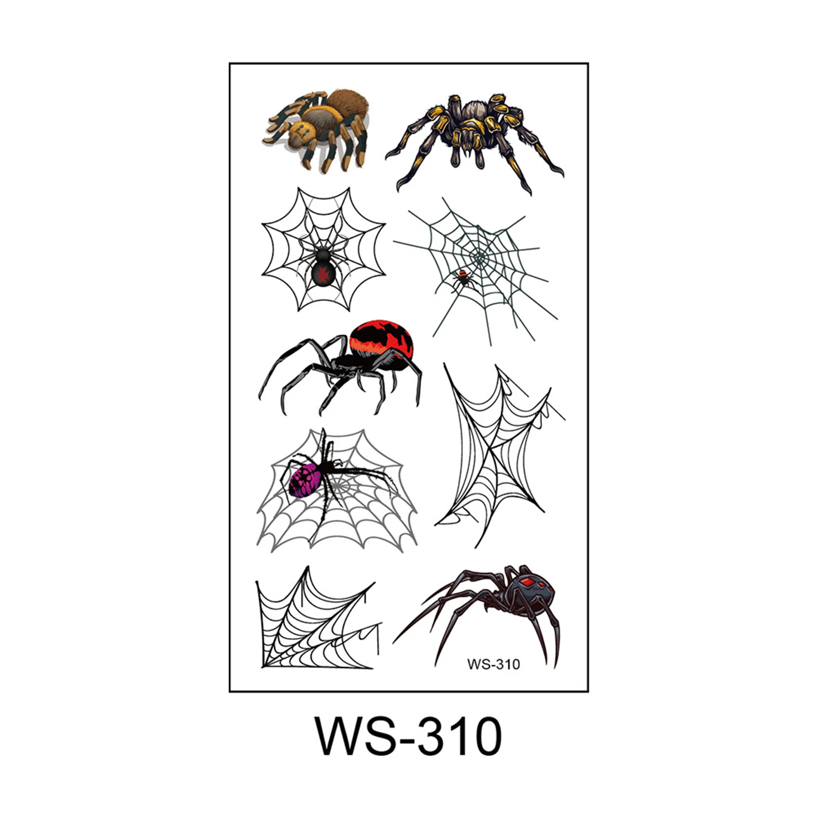 Halloween Spider Face Tattoos Water & Sweat Resistant 3D Spider Tattoo Sticker for Party Favor Supplies