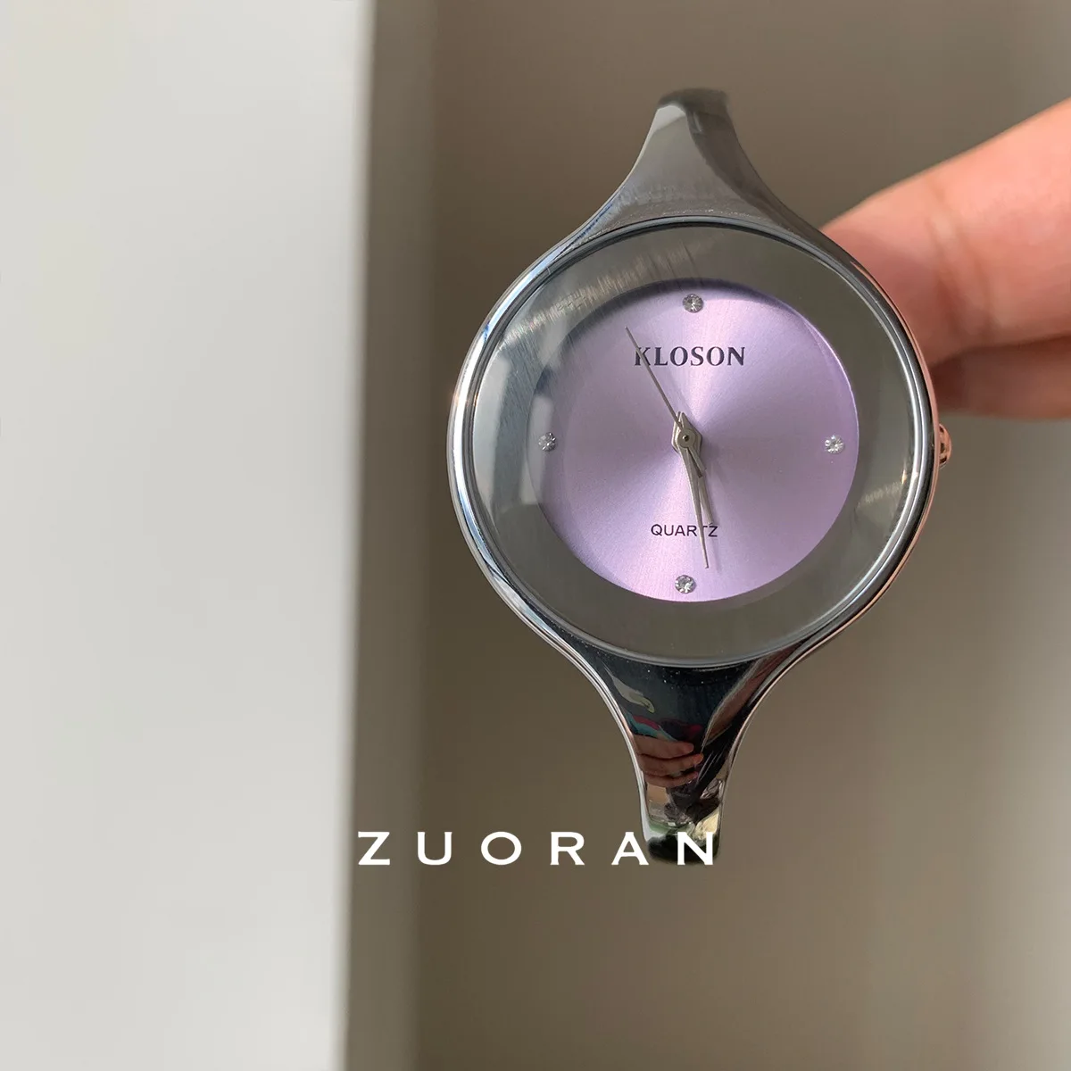New Lavender Purple Round Elegant and Stylish Silver Quartz Bracelet Watch for Women, Trendy Women's Watch Series