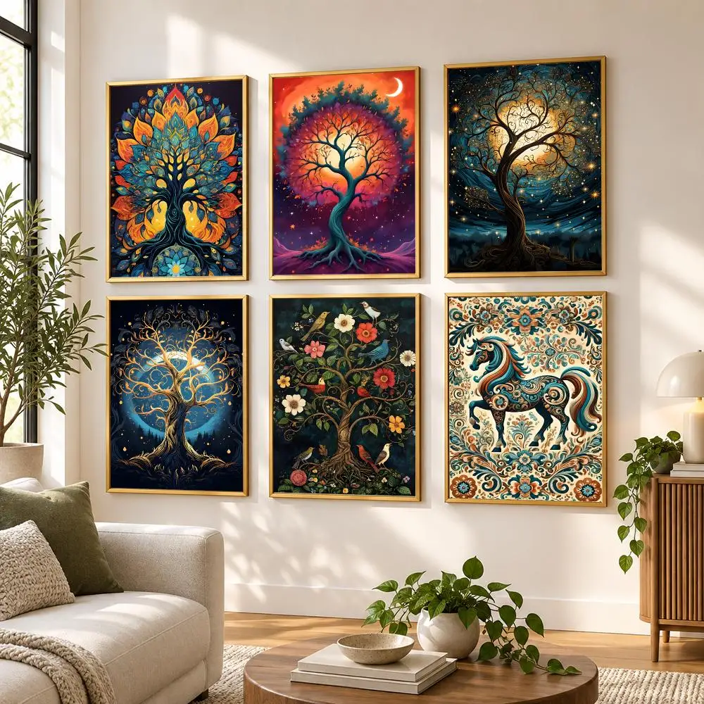 Indian Tree Of Life Poster HD art sticky wall waterproof home living room bedroom bar aesthetic decoration
