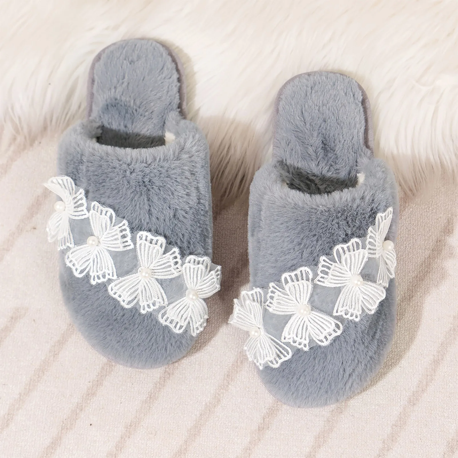 Women's Autumn And Winter Fashion Bow Top Cotton Slippers Comfortable Slippers For Home Bear House Slippers for Women