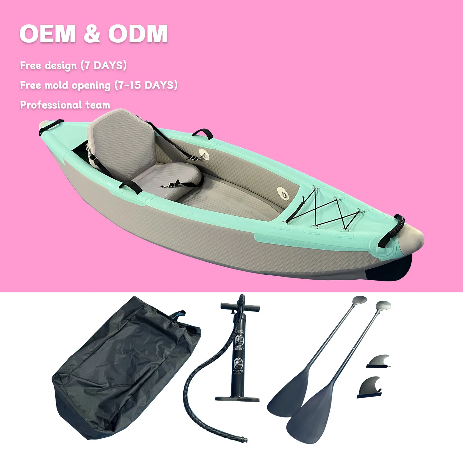 

Single inflatable PVC Kayak, outdoor boating, fishing rafting competitions, limited time discounts