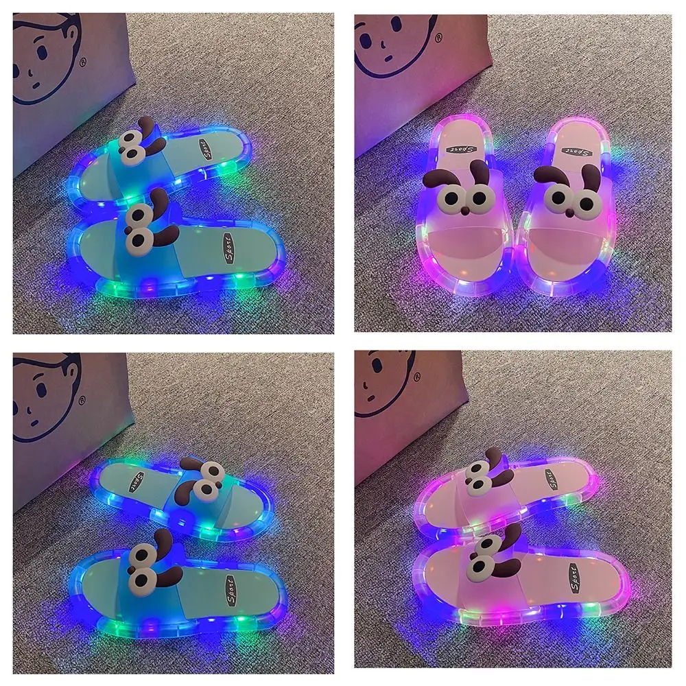 Casual PVC LED Light Up Slippers Non Slip Cartoon Puppy Light Up Sandals Open Toe Bathroom Shoes Bathroom view 4