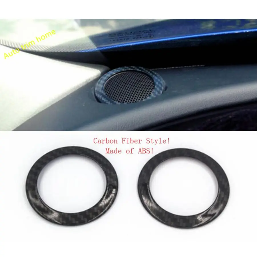 Carbon Fiber Look Dashboard Stereo Speaker Audio Sound Ring Molding Garnish Cover Trim For Jaguar F-Pace 2017 - 2022 Accessories