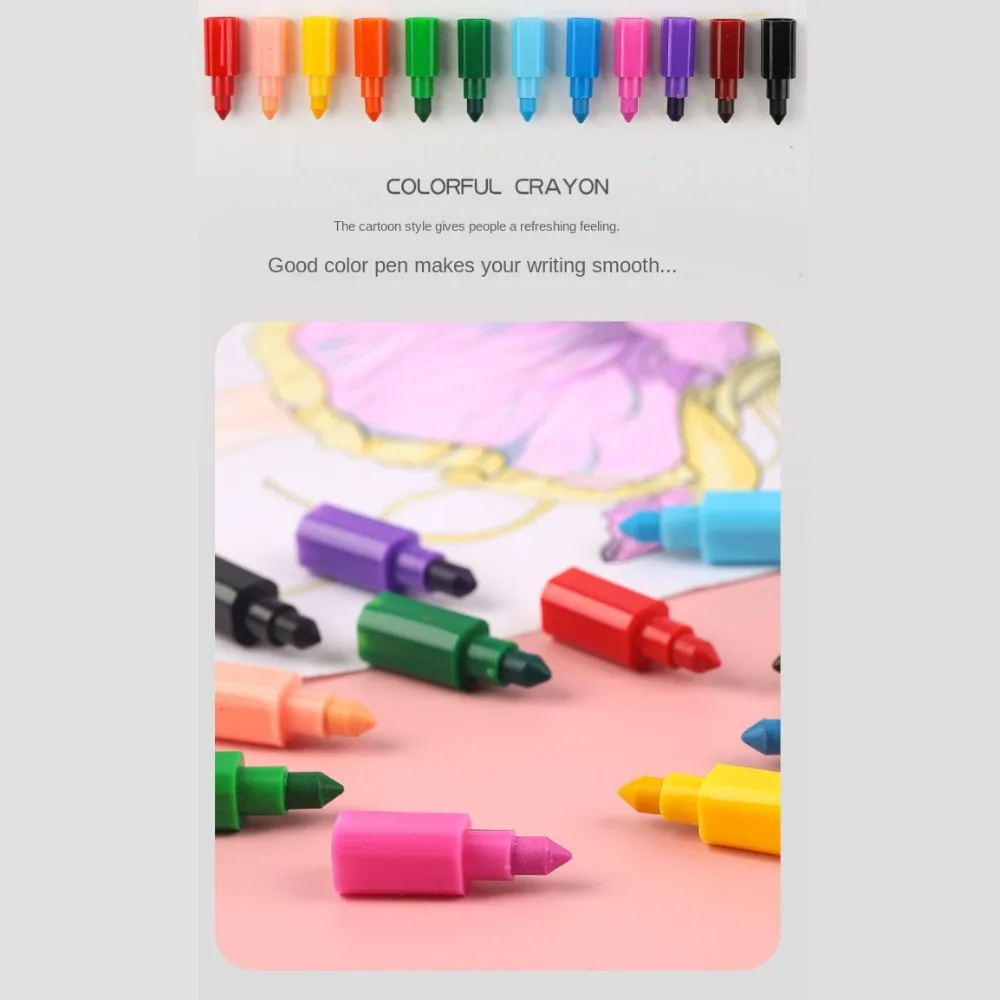 10pcs/set Drawing Pen Creative Blocks Crayons Replaceable Stationery Mini Finger Crayon Pens Rainbow Stackable