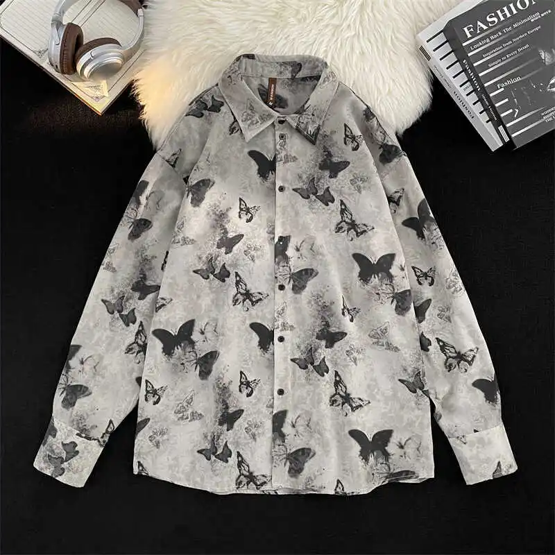 

Long Sve Men's irt Summer New Print Sun Protection Ice Silk Lazy Sle Outerwear Top Loose Fit Youth Trend